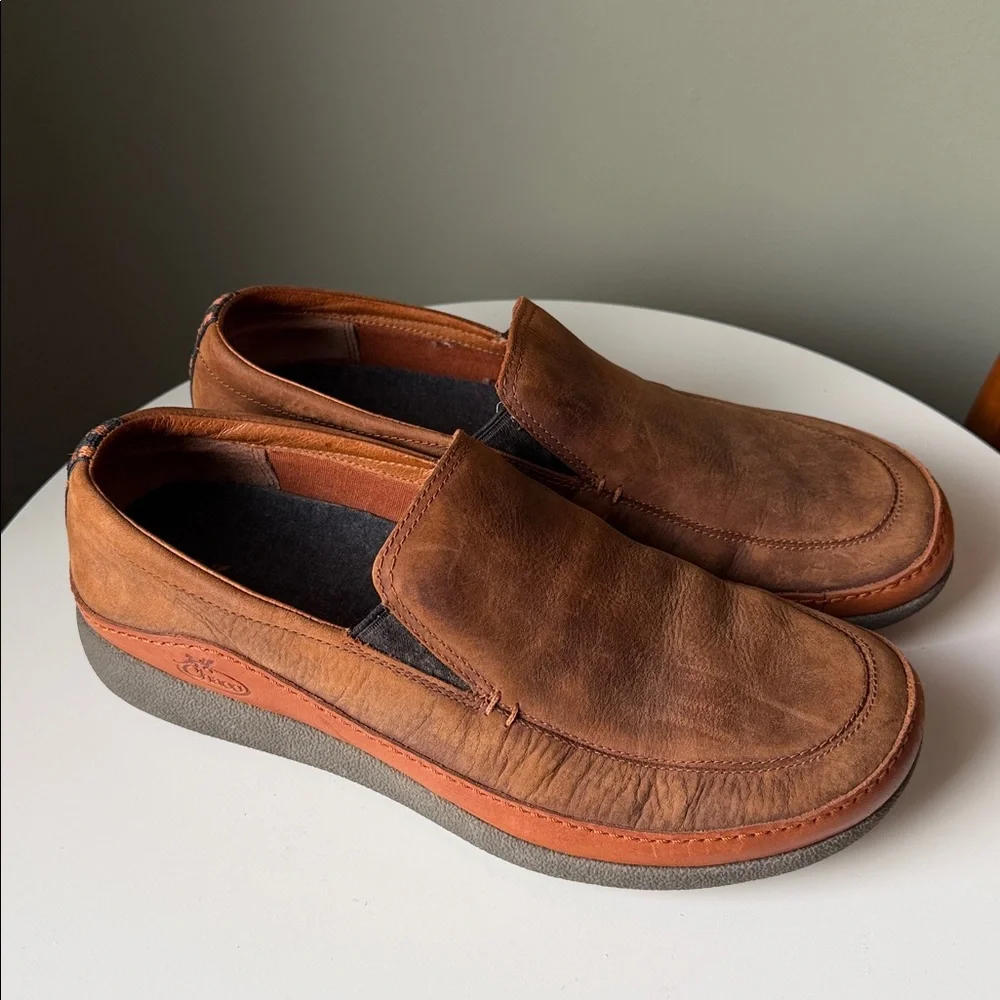 Chaco Men's Montrose leather /suede slip-on loafers in rust brown